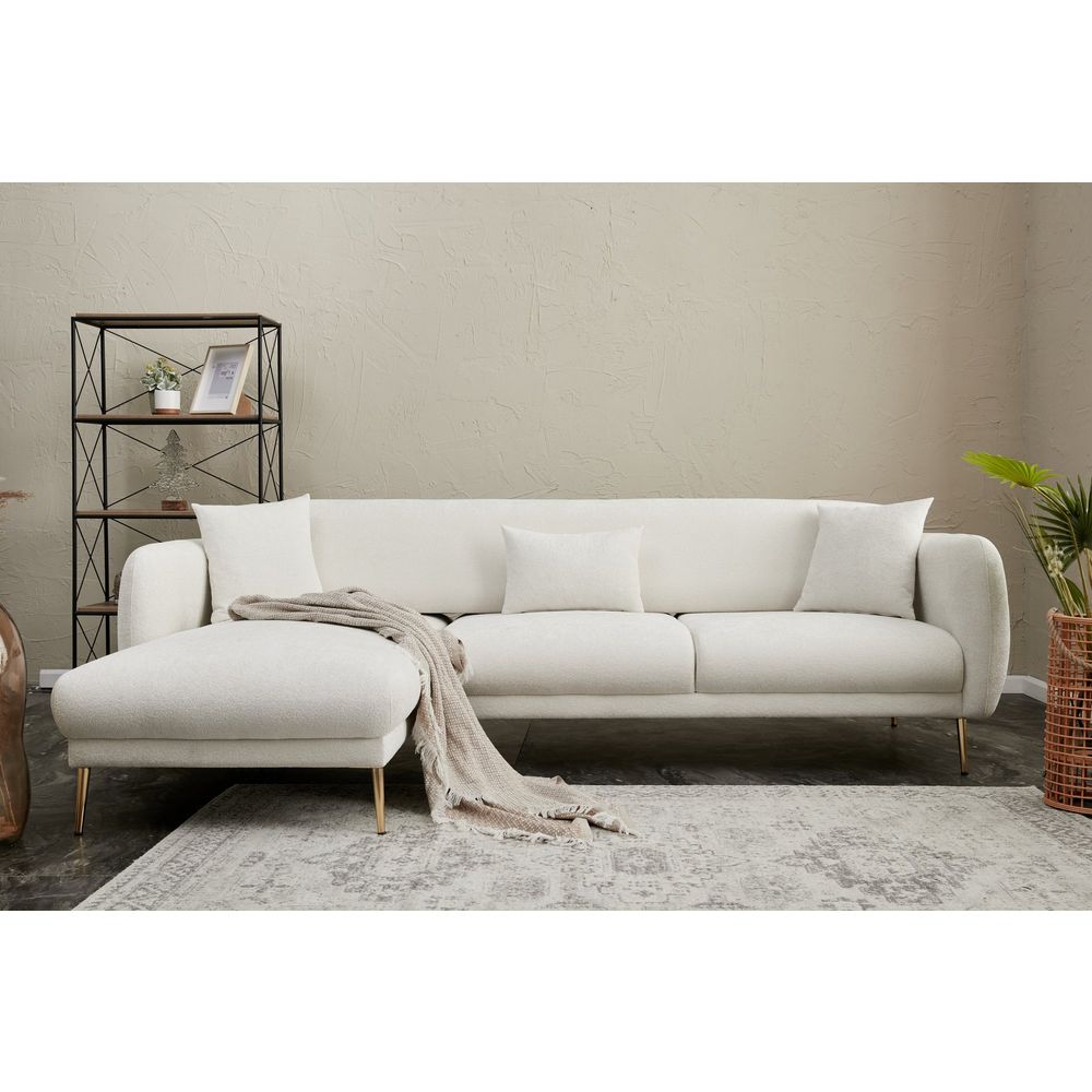Simena Lijevi - Krem Zlatni Kutni Sofa-Krevet slika 2