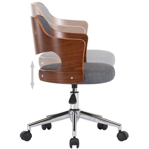 Okretna uredska stolica od savijenog drva i tkanine siva slika 6