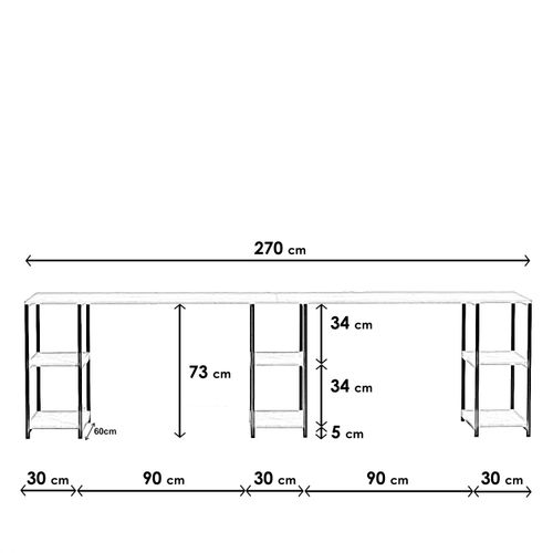 Hanah Home Sade Dizajn Radni Sto L204 Oak Study Desk slika 6