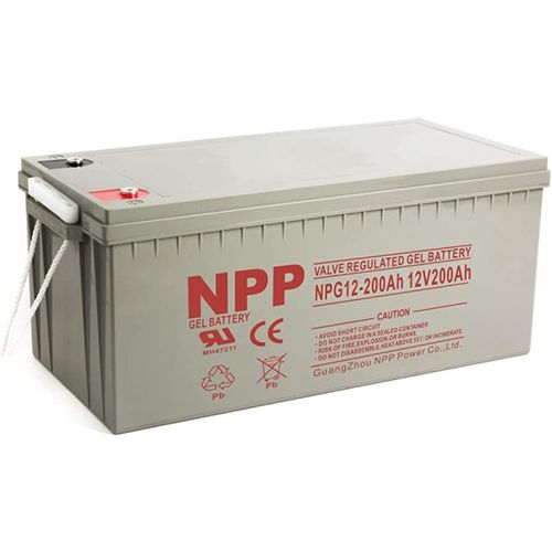 NPP NPG12V-200Ah, GEL BATTERY, C20=200AH, T16, 522x238x218x222, 52,8KG, Light grey slika 2