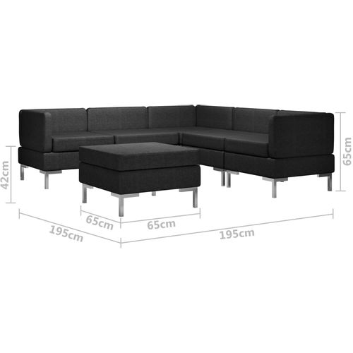 6-dijelni set sofa od tkanine crni slika 9