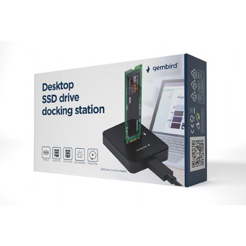 DD-U3M2 Gembird Desktop USB Type-C M.2 SATA &amp; NVME SSD drive docking station, black slika 3