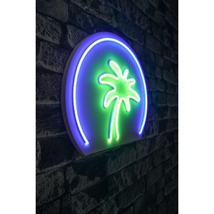 Wallity Ukrasna plastična LED rasvjeta, Palm Tree - Blue, Green