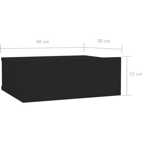 Viseći noćni ormarić visoki sjaj crni 40x30x15 cm od iverice slika 7