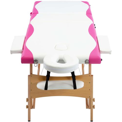 Sklopivi masažni stol s 3 zone drveni bijelo-ružičasti slika 3