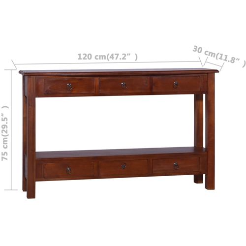 Konzolni stol klasični smeđi 120x30x75 cm od drva mahagonija slika 9