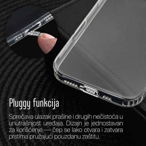 Torbica silikonska Ultra Thin with pluggy za iPhone 16 Pro Max 6.9 transparent slika 2