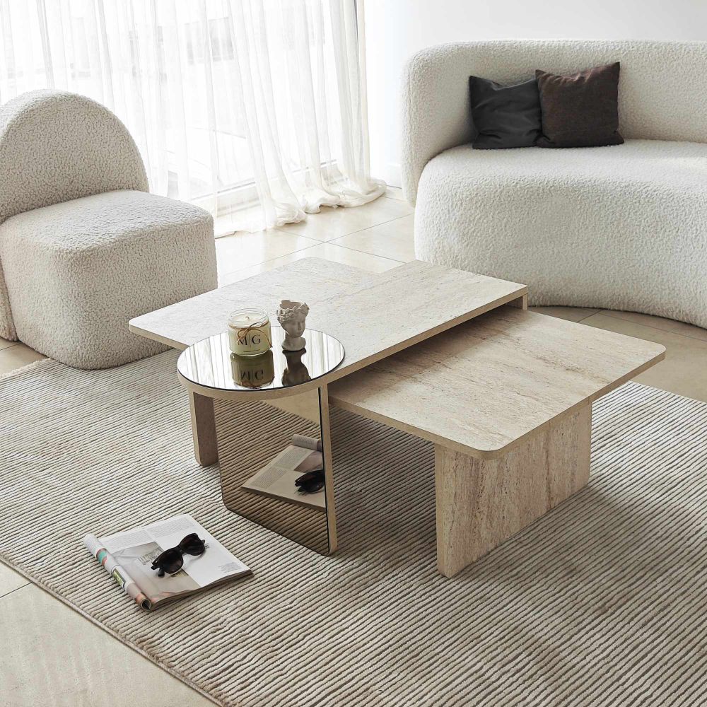 Nesting stol Luna, boje: Travertin, Bronze (2 komada) slika 1