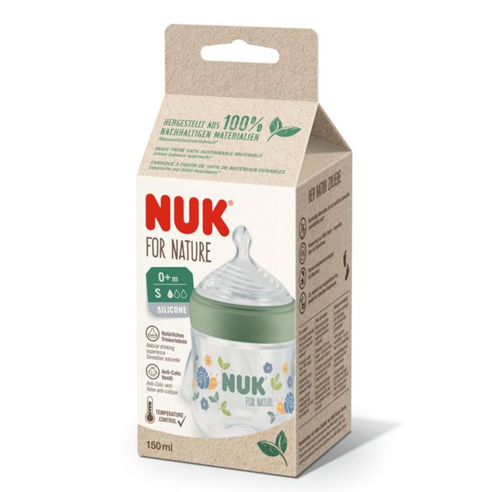 NUK Flašica For Nature sa indikatorom temperature 150ml 0-6mj, Zelena slika 3