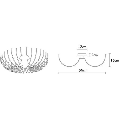 Opviq Stropna lampa ASPENDOS crna, metal promjer 56 cm, visina 16 cm, E27 40 W, Aspendos - N-639 slika 3