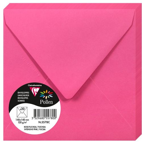 Clairefontaine kuverte Pollen 140x140mm 120gr intensive pink 1/20 slika 1