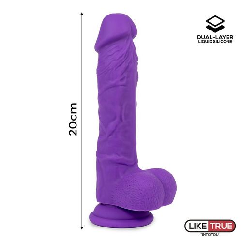 Liketrue realistični dvoslojni dildo 20cm, ljubičasta slika 8