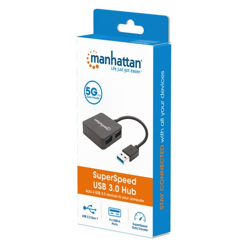 USB HUB 4port Manhattan 162296 3.2 G1/5Gbps/Crni slika 2