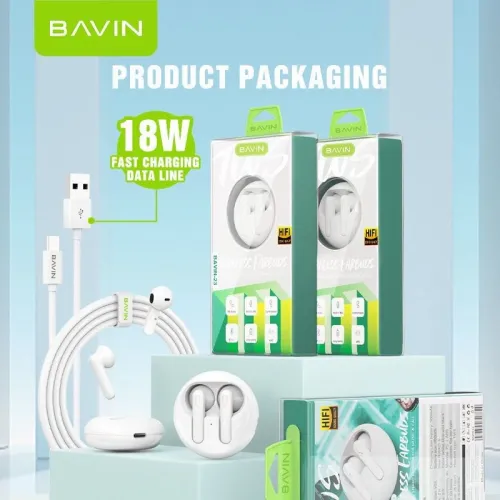 Bavin Earbuds Wireless slušalice + kabl type-C bela slika 5