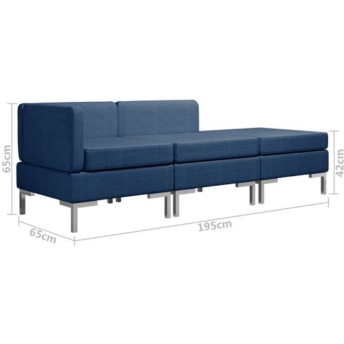 3-dijelni set sofa od tkanine plavi slika 30