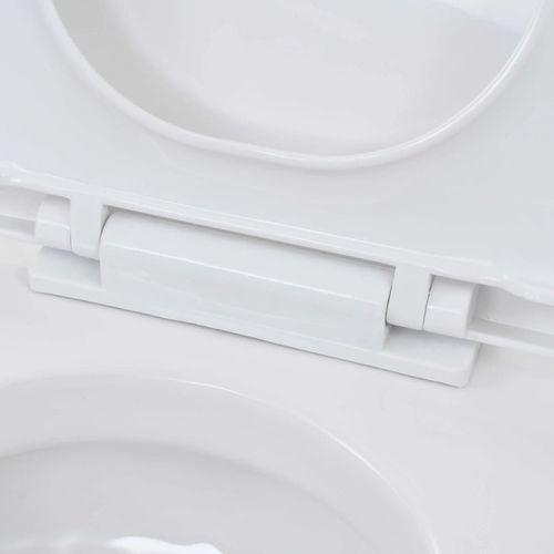 Zidna toaletna školjka s ugradbenim vodokotlićem keramička bijela slika 10