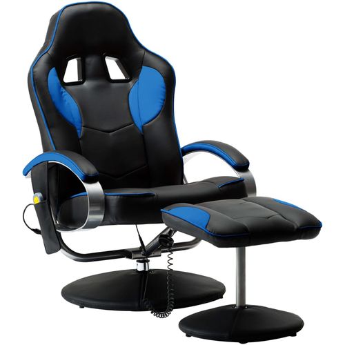 Masažna stolica s osloncem od umjetne kože plava slika 2