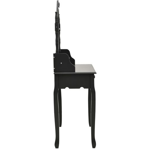 Toaletni stolić sa stolcem crni 75x69x140 cm od drva paulovnije slika 14
