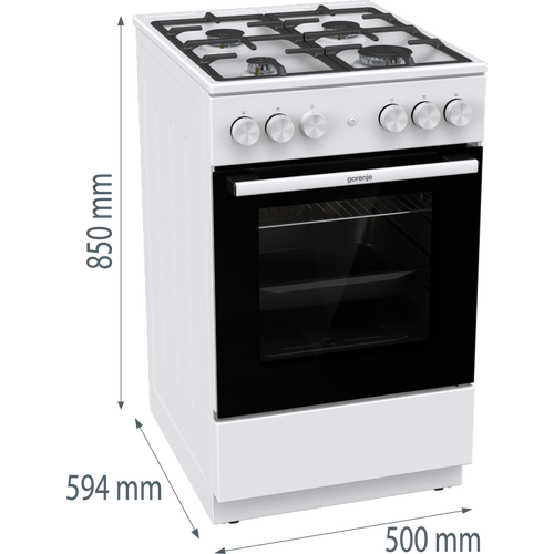 Gorenje GG5WF Šporet na gas, 4 gorionika na gas, gasna rerna, širina 50 cm, bela boja slika 13