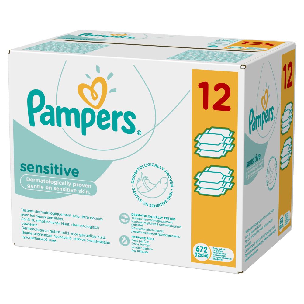 Sensitive Dječje vlažne maramice Pampers, 12 x 56 komada slika 1