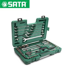 Set nasadnih ključeva i 9 viljuškasto-okastih ključeva SATA ST09519SJ 1/4″ i 1/2″ 76-dijelni