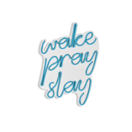 Wallity Ukrasna plastična LED rasvjeta, Wake Pray Slay - Blue slika 6