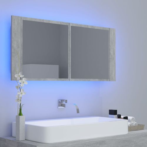 LED kupaonski ormarić s ogledalom siva boja betona 100x12x45 cm slika 18