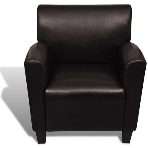 Fotelja od umjetne kože tamnosmeđa slika 6