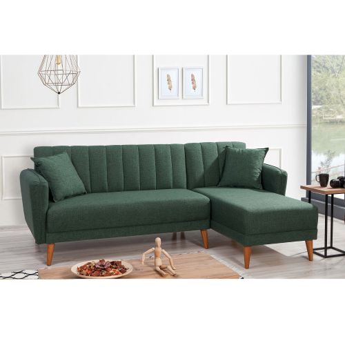 Aqua Corner Right - Tamnozelena kutna sofa na razvlačenje slika 1