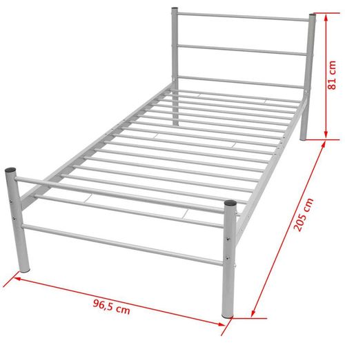 Krevet s madracem sivi metalni 90 x 200 cm slika 2