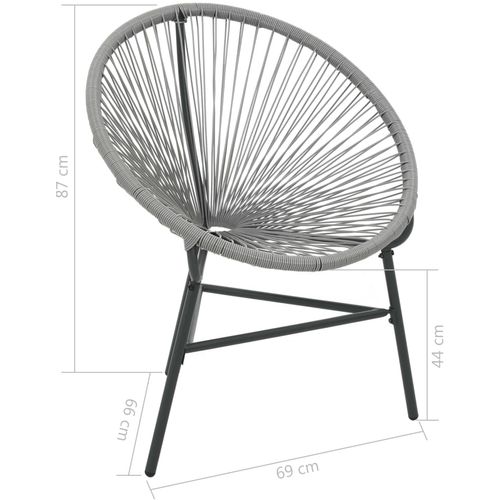 Vrtna okrugla stolica od poliratana siva slika 13