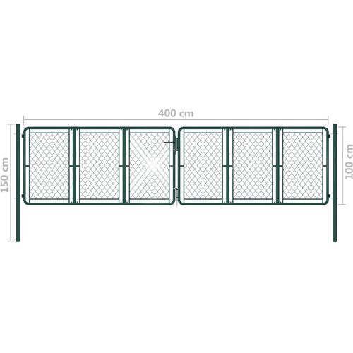 Vrtna vrata čelična 400 x 100 cm zelena slika 10