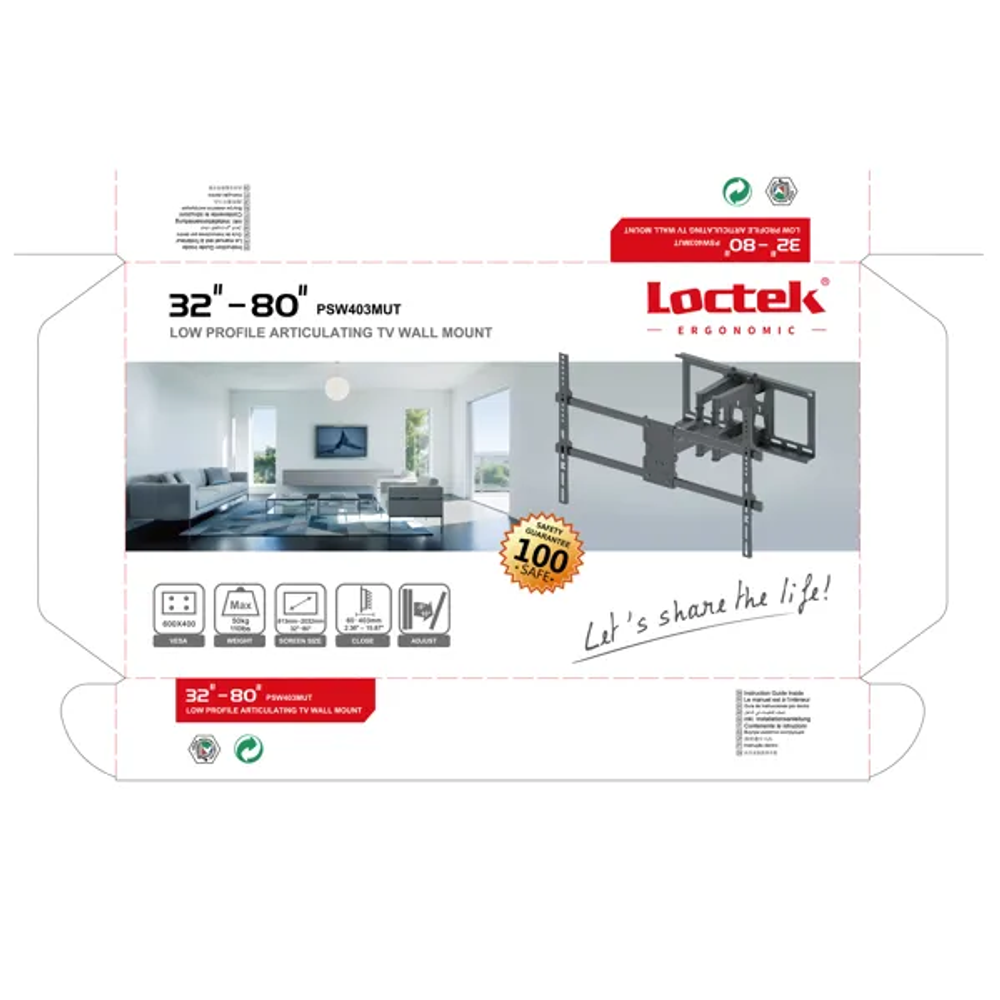 LOCTEK LCD NOSAČ ZGLOBNI PSW-403MUT 32"-80" slika 4