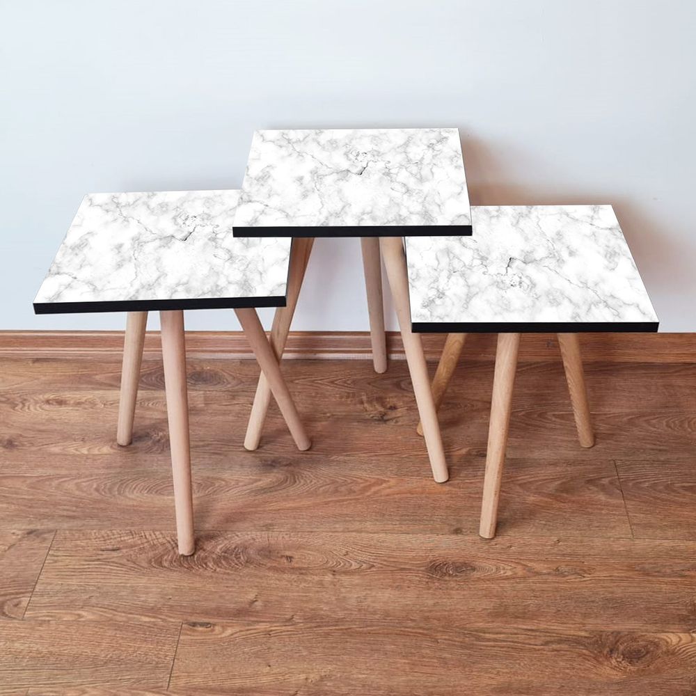 Nesting Table 3Shp255 - Set od 3 komada u bijeloj i sivoj boji slika 1