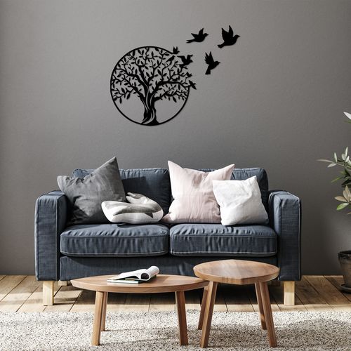 Tree And Birds Black Decorative Metal Wall Accessory slika 2