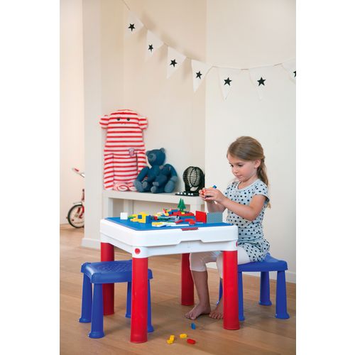Keter Sto dečiji Constructable sa dve stolice set, crvena/plava/bela  slika 2