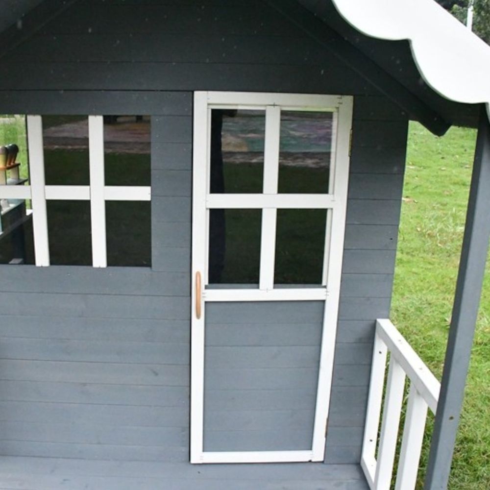 Kinder Home Drvena dječija kućica 139x143.5x149cm, Siva slika 4