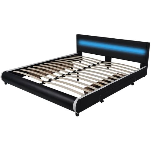 Okvir za krevet od umjetne kože s ladicama i LED svjetlom crni 180 x 200 cm slika 13