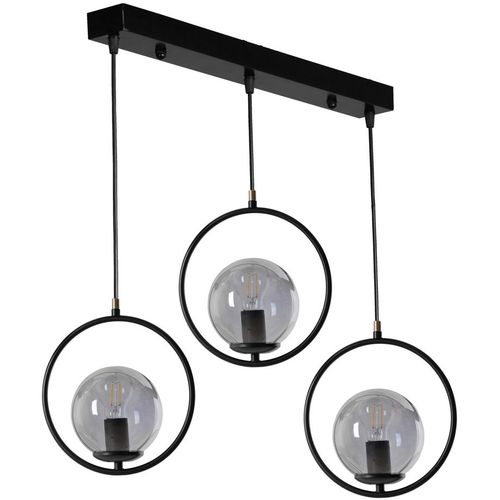 Ring 3 Lü Sıralı Füme Camlı Siyah Sarkıt Black Chandelier slika 2