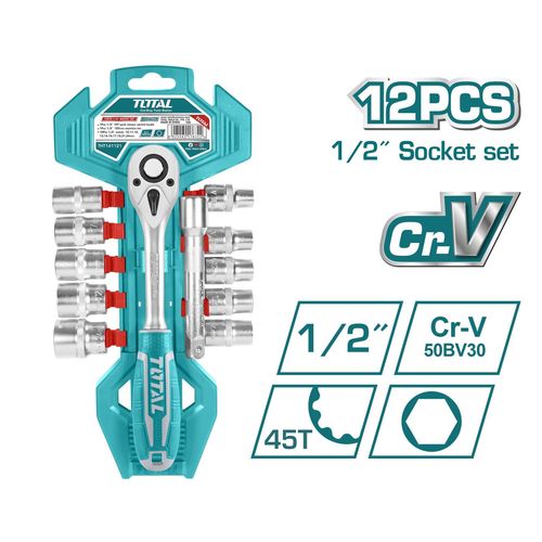 TOTAL 12-delni set 1/2" čegrtaljke i nastavaka  THT141121 slika 1