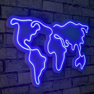 World Map - Blue Blue Decorative Plastic Led Lighting