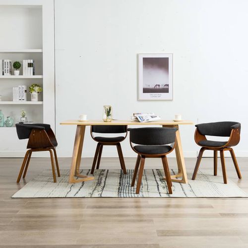 Blagovaonske stolice od savijenog drva i tkanine 4 kom sive slika 9