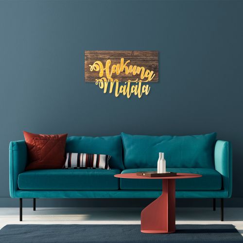 Wallity Drvena zidna dekoracija, Hakuna Matata Metal Decor - Gold slika 2