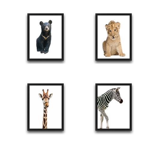 Wallity Uokvirena slika (4 komada), Cute Animals Set slika 2