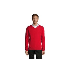 GALAXY MEN muški džemper na V izrez - Crvena, S 