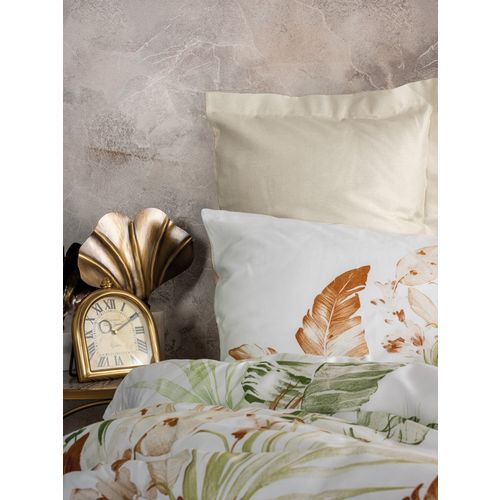 L'essential Maison Luster - Beige BeigeWhiteGreen Satin Double Quilt Cover Set slika 2