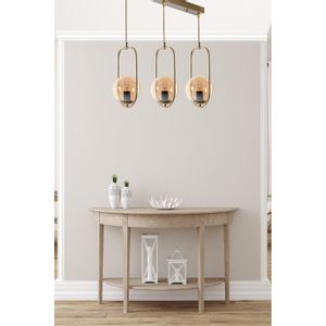 Ahu 3 Lü Sıralı Bal Camlı Eskitme Sarkıt Copper Chandelier