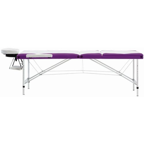 Sklopivi masažni stol s 3 zone aluminijski bijelo-ljubičasti slika 28