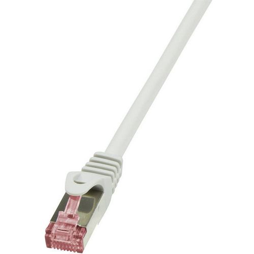 LogiLink CQ2022S RJ45 mrežni kabel, Patch kabel cat 6 S/FTP 0.50 m siva vatrostalan, sa zaštitom za nosić 1 St. slika 1