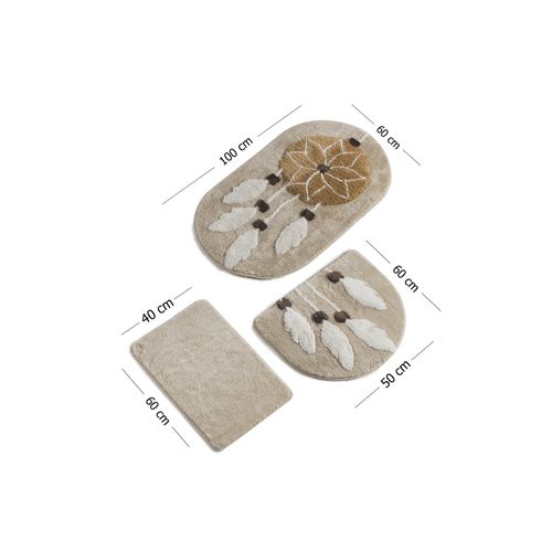 Rüya - Brown Multicolor Bathmat Set (3 Pieces) slika 4